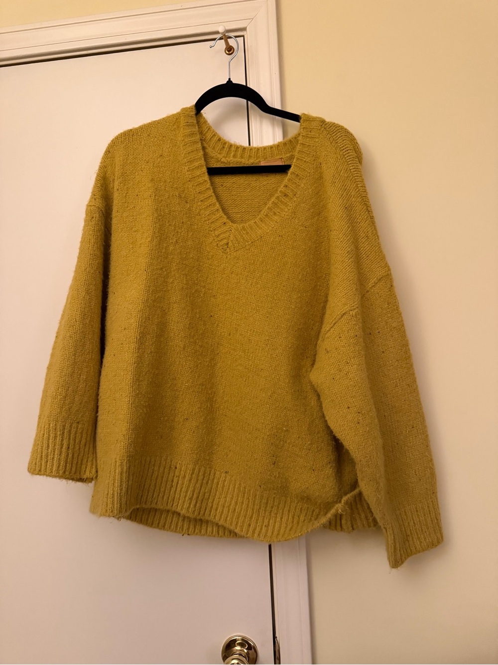 POL Women's V-Neck Sweater in Mustard Yellow